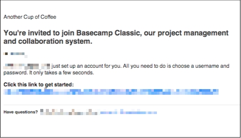 Image of Basecamp's invitation email