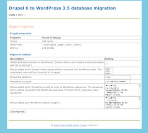 Screenshot of our Drupal to WordPress migration tool